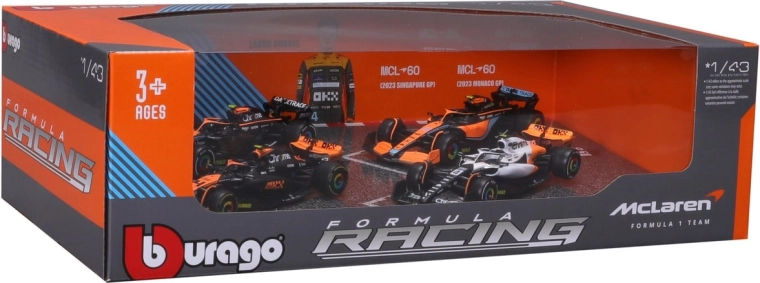 Bburago 1:43 Race Formula F1 4-Pack – McLaren F1 Team MCL38 (2024) Lando Norris & Oscar Piastri