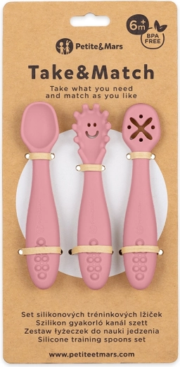 Petite&Mars Silikon-Trainingslöffel Take&Match Dusty Rose 3 Stk. 6m+