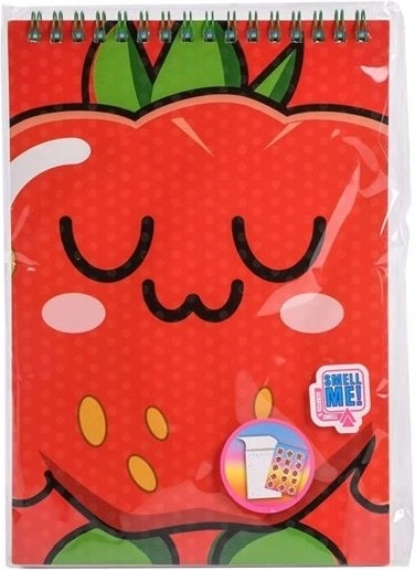 Fruitysquad duftendes Spiral-Notizbuch A5 mit Stickern (Erdbeere)