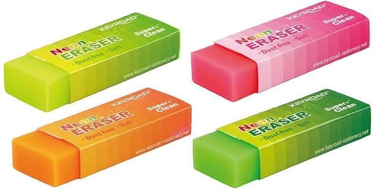 Neon-Radiergummi KEYROAD, weich und fusselfrei