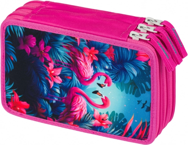 Dreistöckiges Schulmäppchen Flamingos