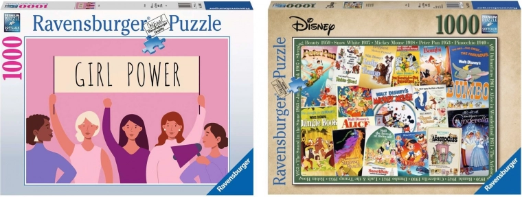 Ravensburger Set 2× Puzzle mit 1000 Teilen – Disney Vintage Filmplakate und Girl Power