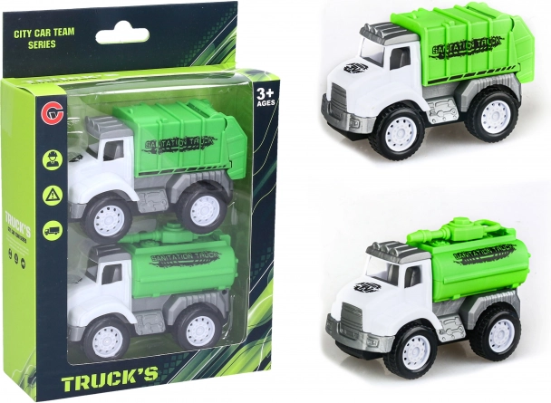 Reinigungsautos mit Schwungrad – Set mit 2 Stück (10 cm)
