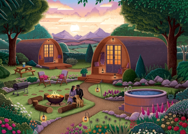 Falcon Puzzle Stilvolles Camping 1000 Teile