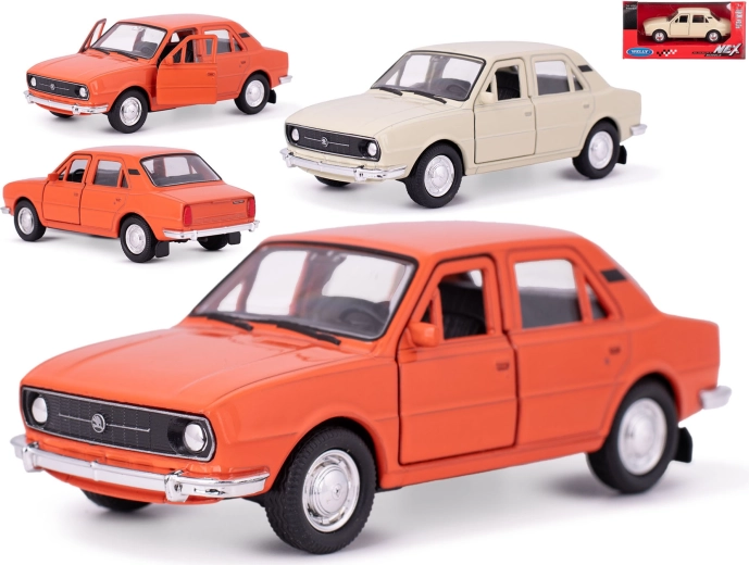 Metallmodellauto Škoda 105L 1976 mit Rückzugmechanismus – Welly 1:36