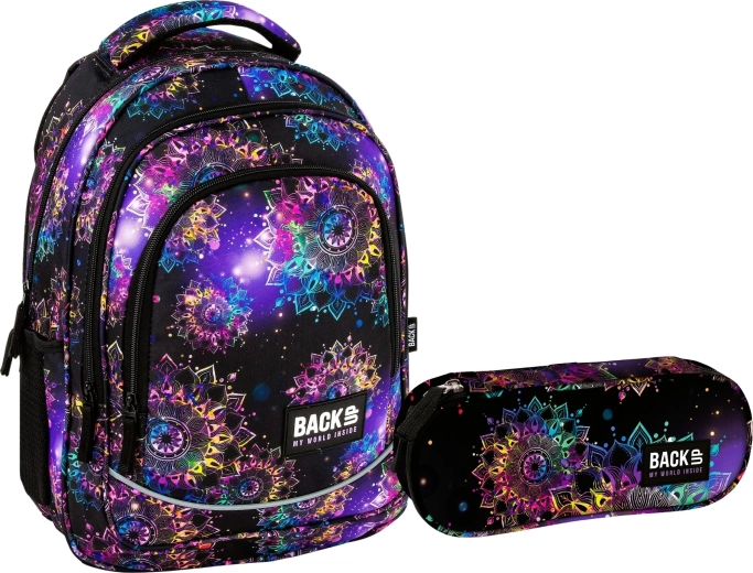 Schulset BackUP Spring Flowers 2-in-1 (Rucksack und ausgestattetes Federmäppchen)