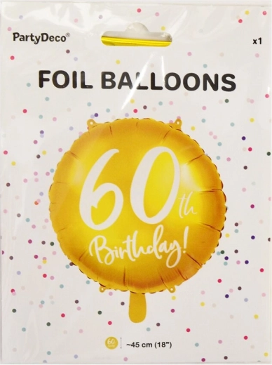 Folienballon Zahl 60, Gold, 45 cm