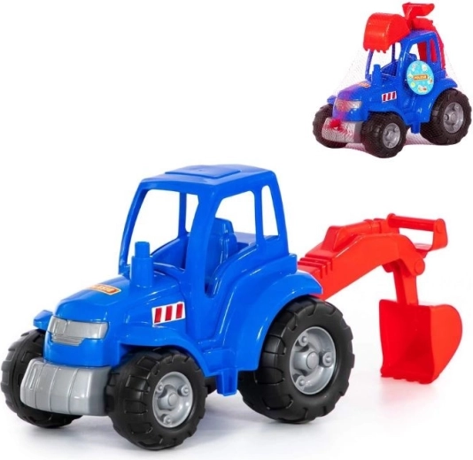 Plastiktraktor mit Baggerlöffel – blau