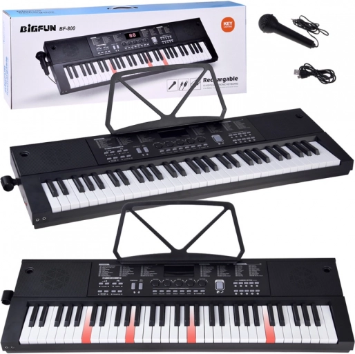 Elektronisches Tasteninstrument mit 61 beleuchteten Tasten und Mikrofon