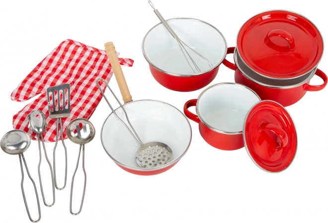 Set aus rotem Metallgeschirr für Kinder Small Foot
