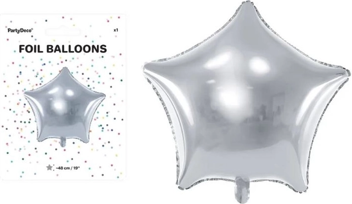 Silberner Folienballon Stern 48 cm