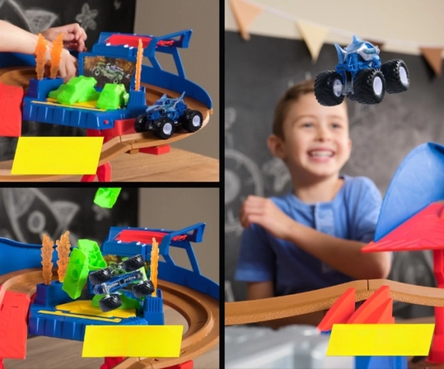 Beleuchtete Crash-Zone und Stunt-Hindernisse