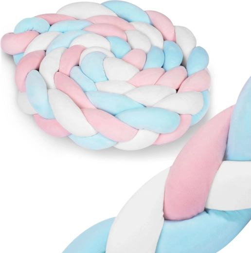 Geflochtener Bettumrandung RICOKIDS 3 m – blau‑rosa