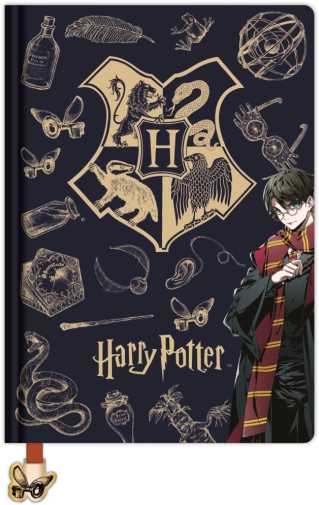 Harry Potter liniertes Notizbuch A5 Navy & Gold