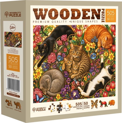 WOODEN CITY Holzpuzzle Katzengarten mit 505 Teilen