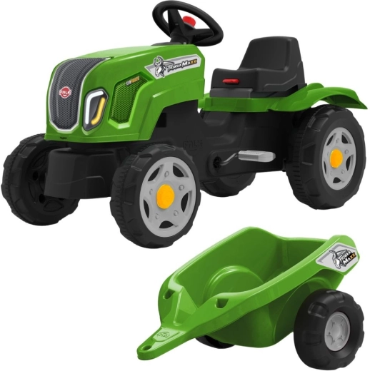 Trettraktor CLAAS Terra Maxx mit Anhänger und öffnender Motorhaube (2–6 Jahre)