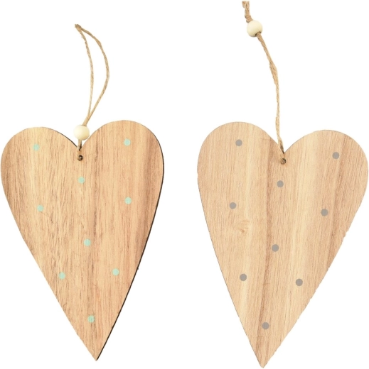Hängendes Holzherz mit braunen Punkten (2 Varianten)