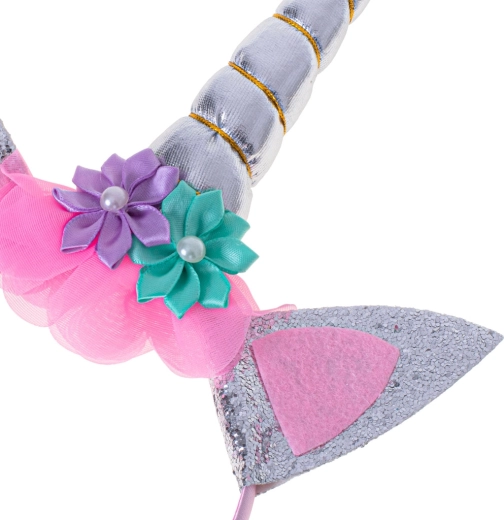 Haarreif mit Ohren und Einhornhorn