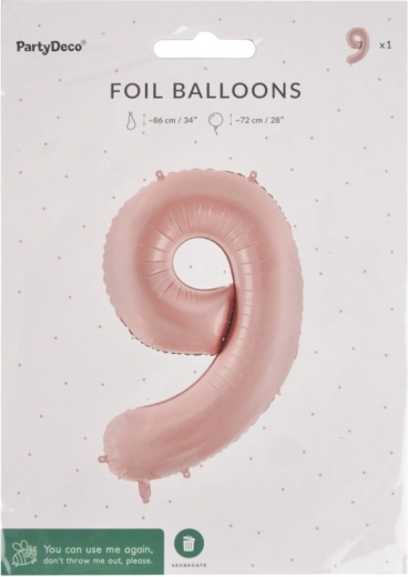 Folienballon Zahl 9 Beige 72 cm