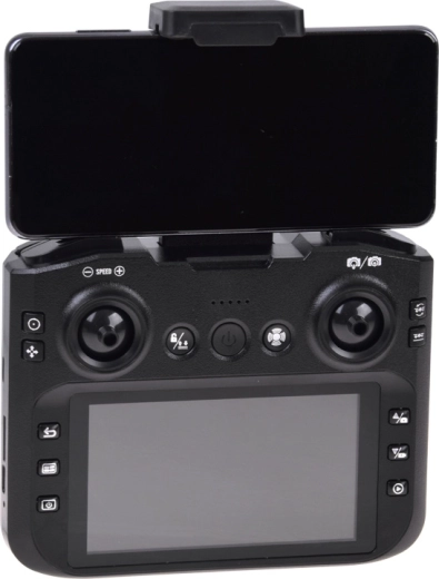 Fernbedienung mit LCD-Display und Telefonhalterung