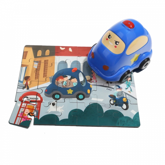 TOP BRIGHT Holzpuzzle mit Spielzeug – Polizeiauto, 24 Teile