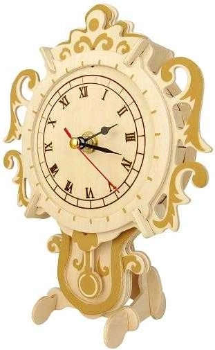 Holz 3D Puzzle Uhr auf einem Ständer