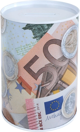 Metall-Spardose mit Euro-Motiv
