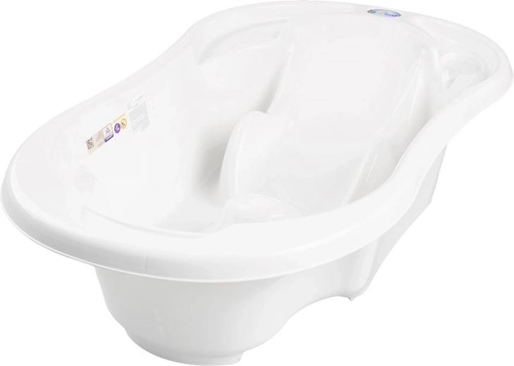 Anatomisch geformte Babybadewanne mit Ablauf KOMFORT 2-in-1 – Weiß