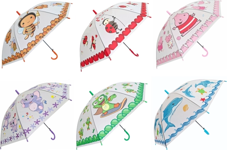 Kinderregenschirm mit bunten Motiven