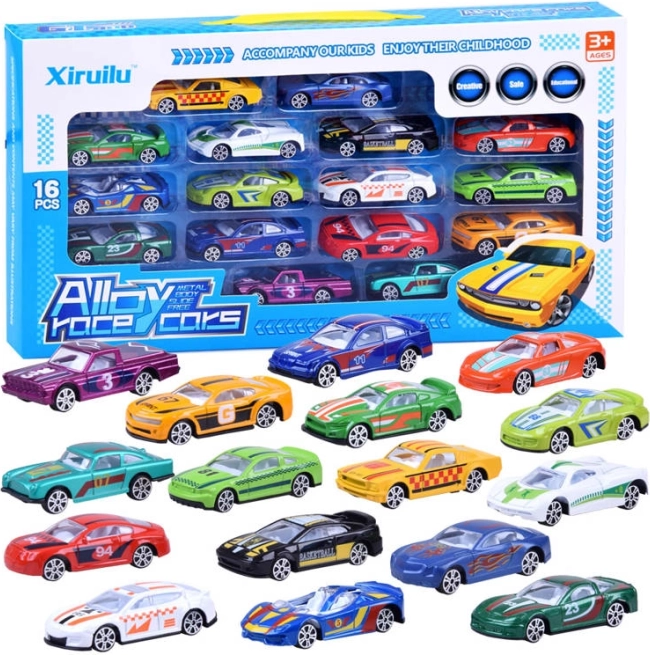 Set aus 16 Metallspielzeugautos
