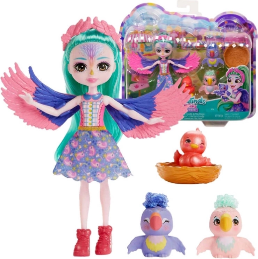 Enchantimals Puppe Filia Finch und Papageienfamilie