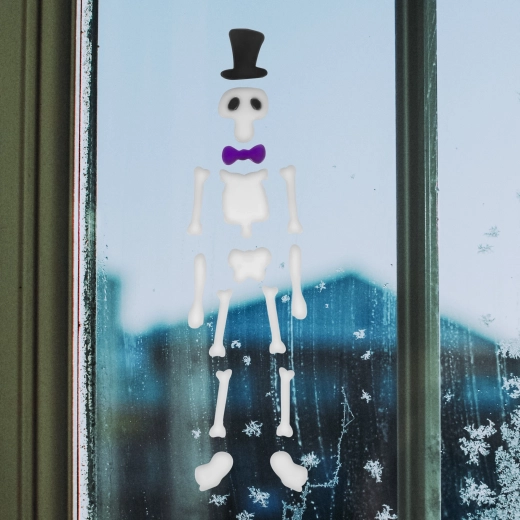 Bunter Gel-Fensteraufkleber in Skelettform