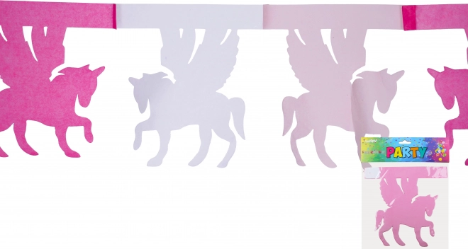 rosa-weiße Papiergirlande 3 m – Einhorn
