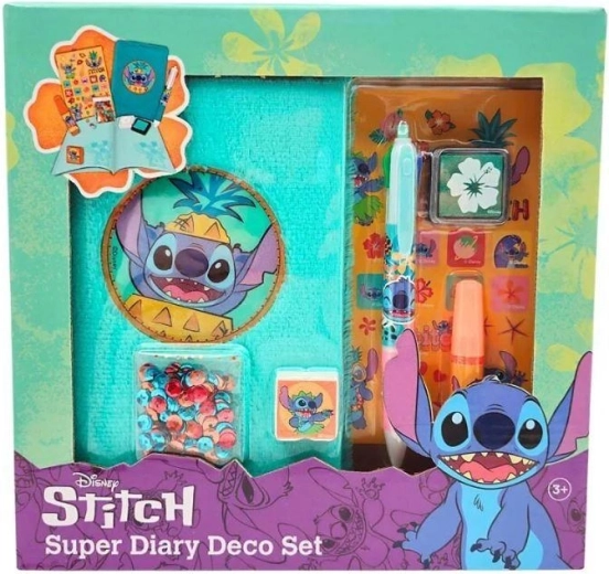 Dekoratives Set mit Notizbuch und Kugelschreiber Disney Stitch Super Diary Deco Set