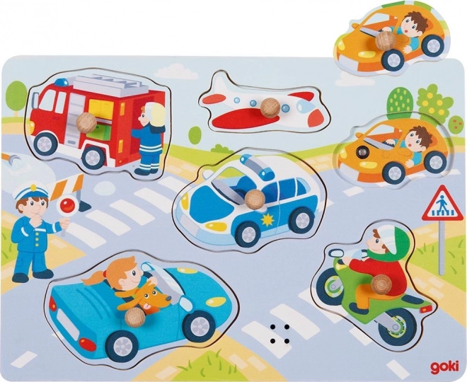 Holz-Sound-Einlegepuzzle Fahrzeuge Goki