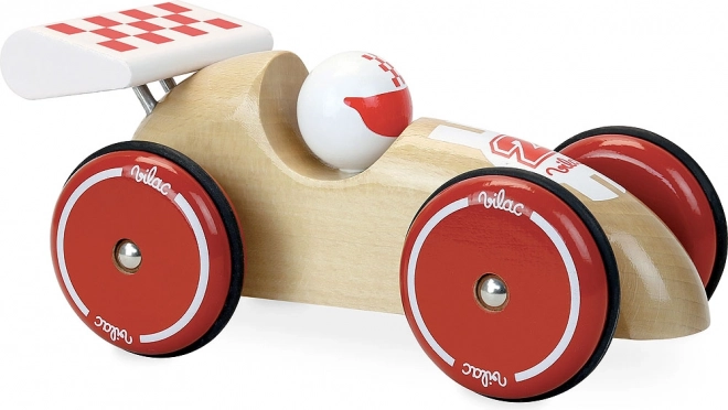 XL-Holzrennwagen mit weißem Flügel