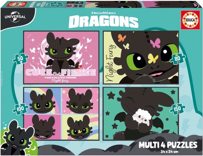 Educa Puzzle Drachenzähmen leicht gemacht 4-in-1