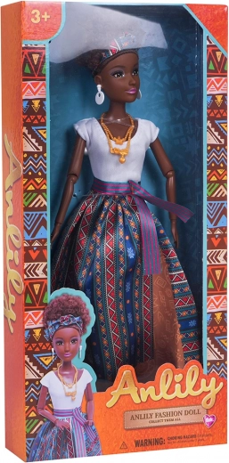 Puppe Ola in festlichem Kleid, bewegliche Gelenke 33 cm