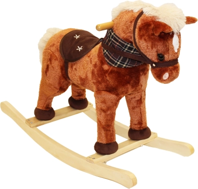 Schaukelpferd aus Plüsch mit Effekten, Brauner 71 × 30 × 58 cm