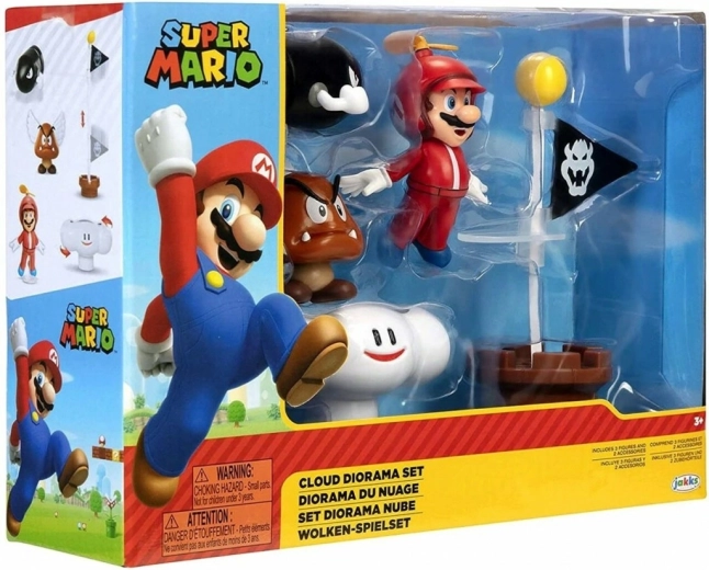 Super Mario Wolken-Diorama mit Figuren