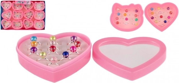 Verstellbare Kinder-Ringe mit Perle 12 Stück in der Schachtel