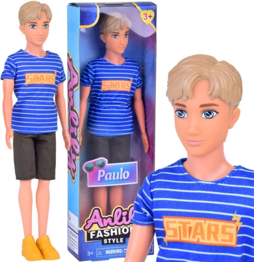 Anlily Puppe Paulo im gestreiften T‑Shirt und Shorts