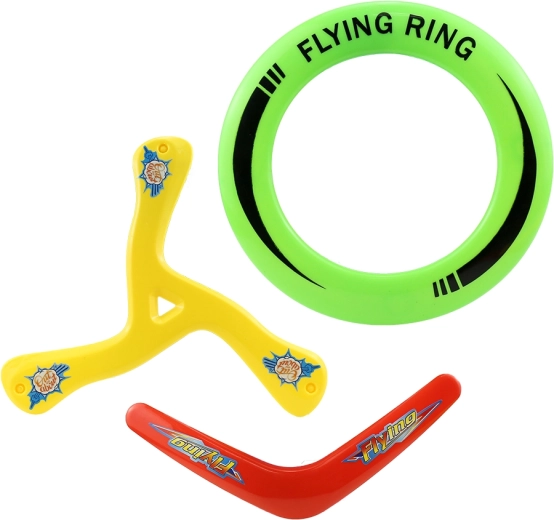Outdoor-Flugscheiben – Set mit 3 Stück (Ring, Bumerang, dreifacher Bumerang)