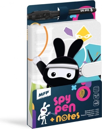 Notizblock mit Magnet SPY NOTES - schwarzes Ninja-Kaninchen