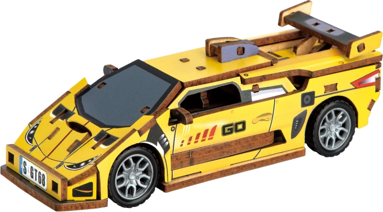 2Kids Toys 3D-Holzbausatz Sportwagen gelb