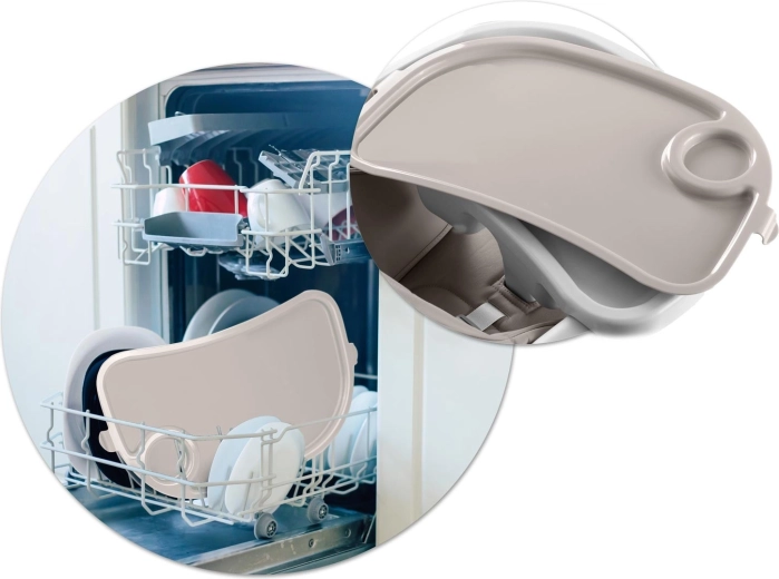 Einfache Pflege: abnehmbares Tablett und kompakte Verstaubarkeit