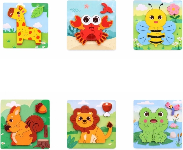 Holzpuzzle mit Tieren 15 × 15 cm