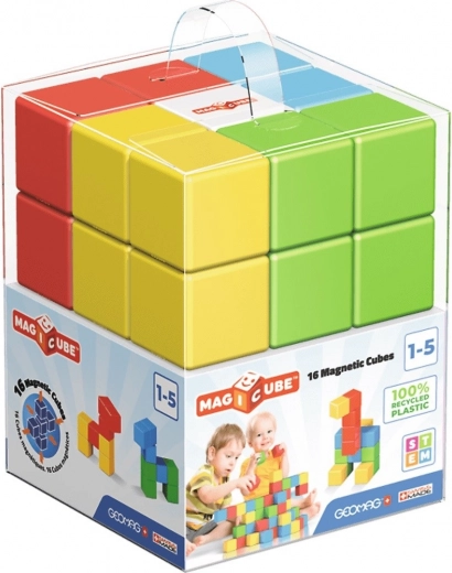 Magnetische Bausteine MAGICUBE 16 Stk – recycelter Kunststoff