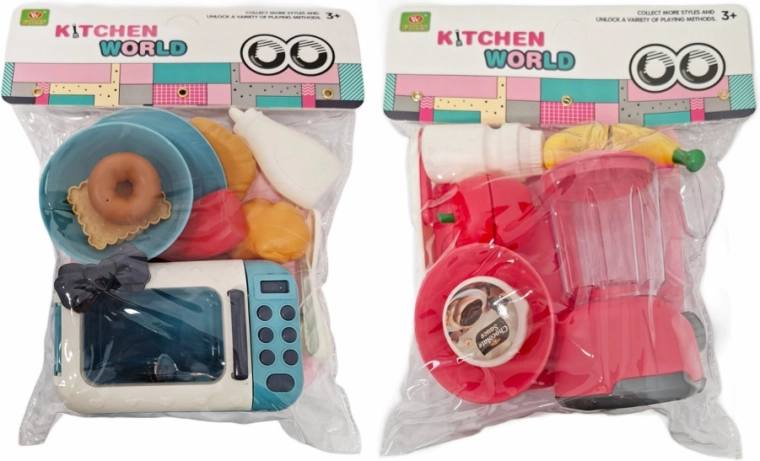 Kindliche Küchenset mit Mikrowelle oder Mixer und Zubehör