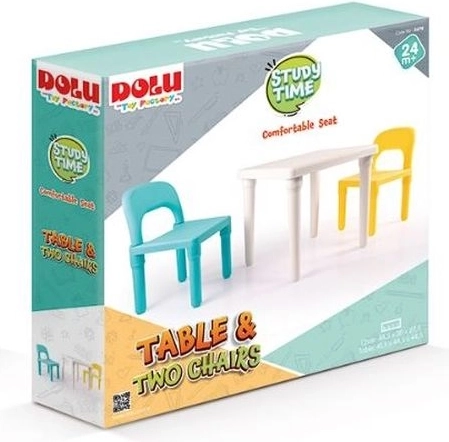 Dolu Kinder-Set: weißer Tisch und 2 Stühle